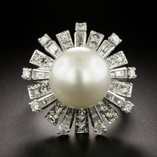 Estate South Sea Pearl and Diamond Starburst Ring - 2