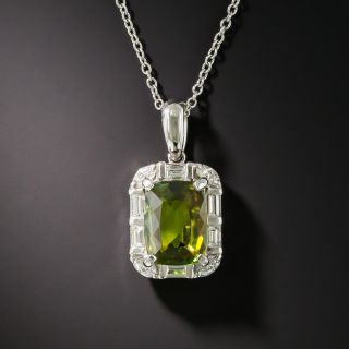 Estate Sphene and Diamond Pendant - 1