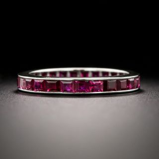 Estate Square Cut Ruby Eternity Band, Size 6 1/4 - 2