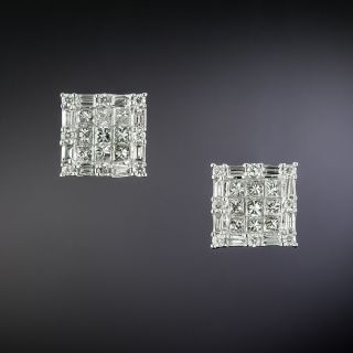 Estate Square Diamond Earrings - 3