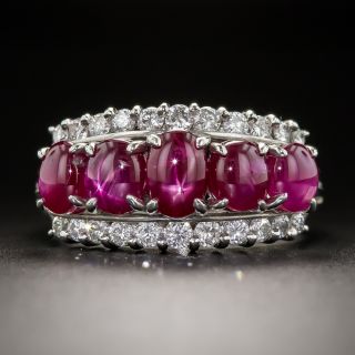 Estate Star Ruby and Diamond Band Ring - 1