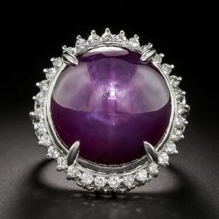 Estate Star Ruby and Diamond Halo Ring - 2