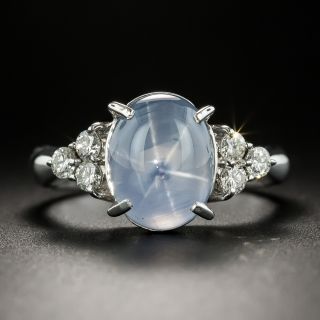 Estate Star Sapphire Cabochon and Diamond Ring - 2