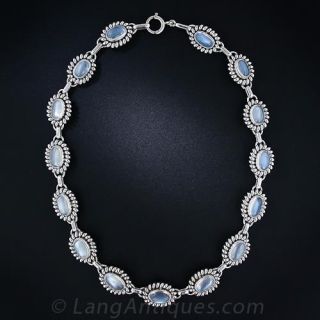 Estate Sterling Silver and Moonstone Necklace - 1
