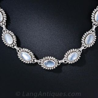 Estate Sterling Silver and Moonstone Necklace