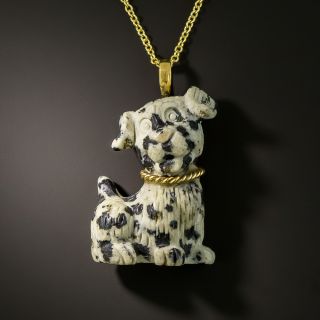 Estate Stone Dalmation Puppy Necklace - 1