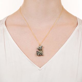 Estate Stone Dalmation Puppy Necklace