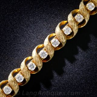 Estate Swiss Made Gold and Diamond Bracelet - 1