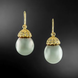 Estate Tahitian Pearl and Diamond Dangle Earrings - 6