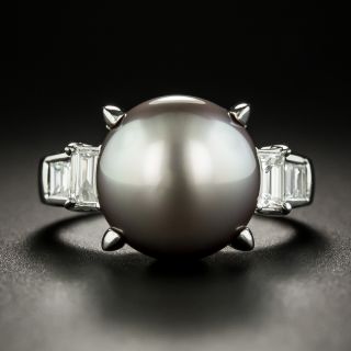 Estate Tahitian Pearl and Diamond Ring - 4