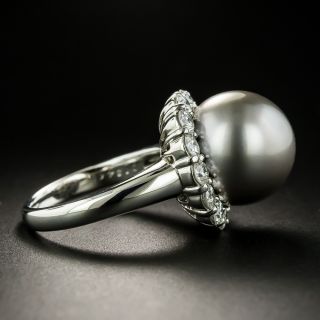 Estate Tahitian Pearl and Diamond Ring