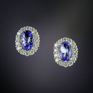 Estate Tanzanite and Diamond Halo Earrings - 3