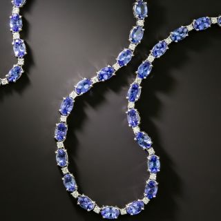 Estate Tanzanite and Diamond Rivière Necklace