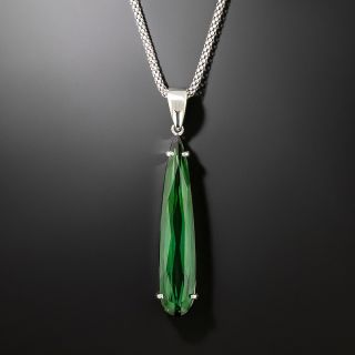 Estate Teardrop Tourmaline Drop Necklace - 2