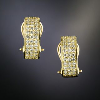 Estate Three-Row Diamond Hoop Earrings - 2