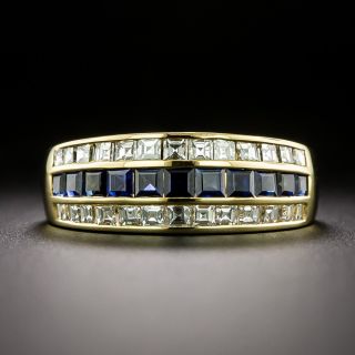Estate Three-Row Sapphire and Diamond Band Ring - 3