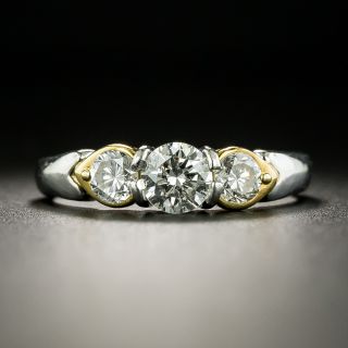 Estate Three-Stone Diamond Platinum/18K Ring - 2