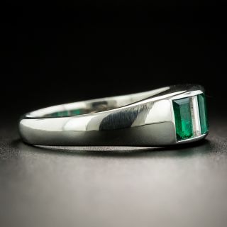 Estate Three-Stone Emerald and Diamond Band Ring