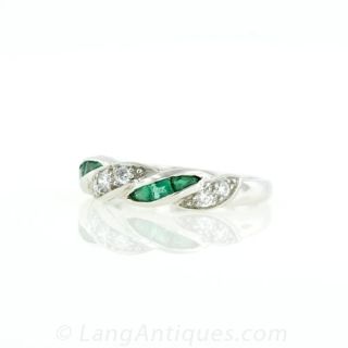 Estate Tiffany & Company Platinum Emerald and Diamond Band