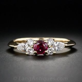 Estate Tiffany Ruby and Diamond Ring