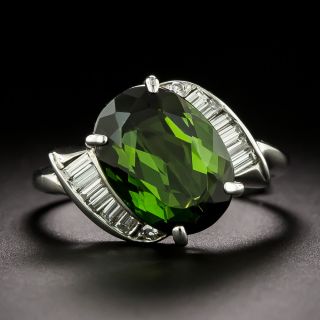 Estate Tourmaline and Baguette Diamond Ring - 2