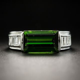 Estate Tourmaline and Baguette Diamond Ring  - 1