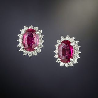Estate Tourmaline And Diamond Halo Earrings - 0