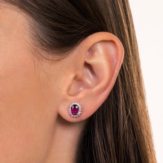 Estate Tourmaline And Diamond Halo Earrings