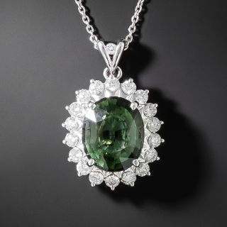 Estate Tourmaline and Diamond Halo Pendant - 2