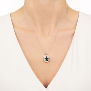 Estate Tourmaline and Diamond Halo Pendant