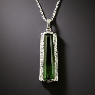 Estate Tourmaline And Diamond Pendant - 3