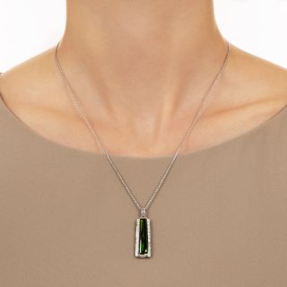 Estate Tourmaline And Diamond Pendant