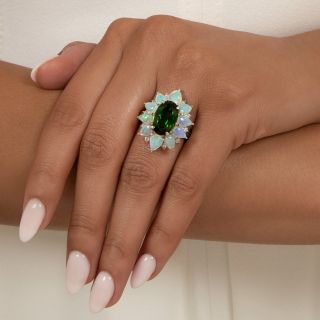 Estate Tourmaline and Opal Cluster Ring