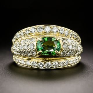 Estate Tourmaline and Pavé Diamond Ring - 2