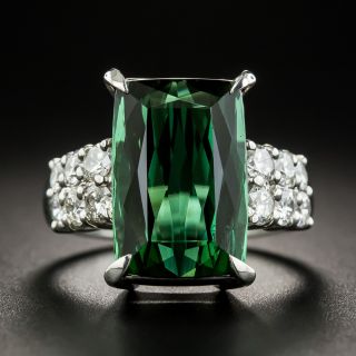 Estate Tourmaline Platinum Diamond Dinner Ring - 2