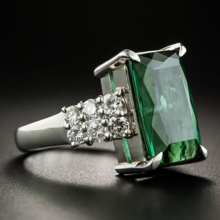 Estate Tourmaline Platinum Diamond Dinner Ring