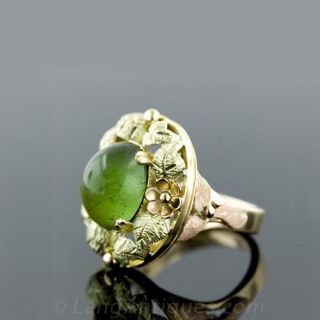 Estate Tri-Colored Gold Cabochon Tourmaline Ring