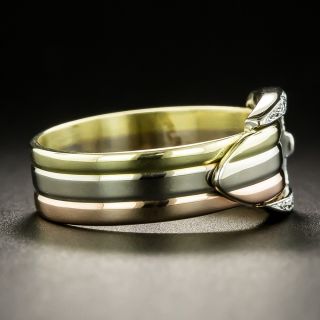 Estate Tri-Tone Diamond Buckle Ring