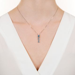 Estate Triple Aquamarine and Diamond Pendant