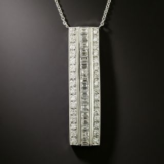 Estate Triple-Row Diamond Bar Pendant - 3