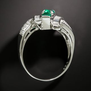 Estate Triple Row Emerald and Diamond Ring