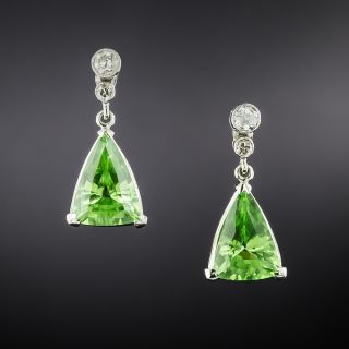 Estate Tsavorite Garnet and Diamond Earrings - 2