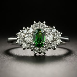 Estate Tsavorite Garnet and Diamond Ring - 1