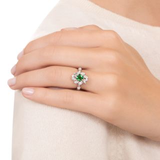Estate Tsavorite Garnet and Diamond Spray Ring