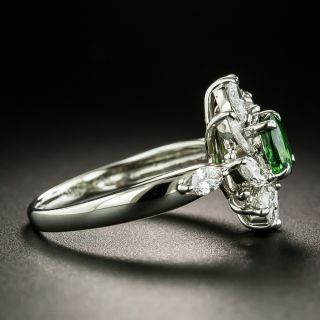 Estate Tsavorite Garnet and Diamond Spray Ring