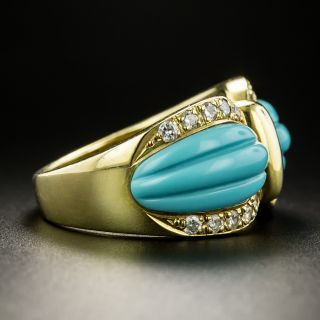 Estate Turquoise and Diamond Bow Ring