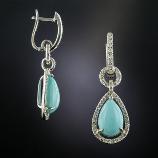 Estate Turquoise and Diamond Drop Earrings - 2