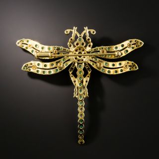 Estate Turquoise and Garnet Dragonfly Brooch