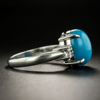 Estate Turquoise Cabochon and Diamond Ring