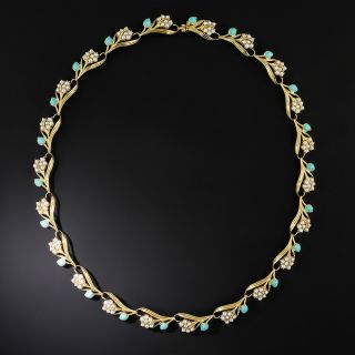 Estate Turquoise & Pearl Necklace - 2